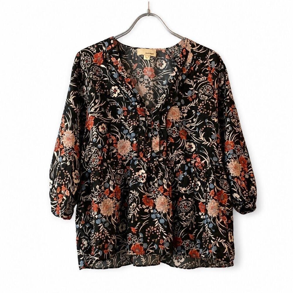 The Korner Silk Floral Boho Blouse Stitch Fix Romantic Peasant Top Small